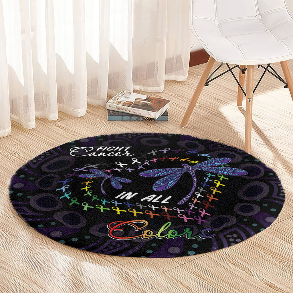 Fight Cancer In All Colors Australia Indigenous Round Carpet Dragonflies Aboriginal Art
