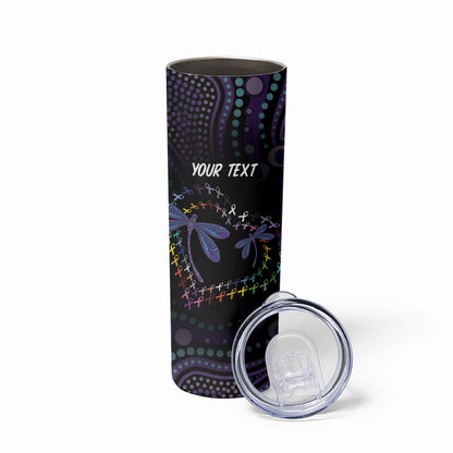 Fight Cancer In All Colors Australia Indigenous Personalized Skinny Tumbler Dragonflies Aboriginal Art