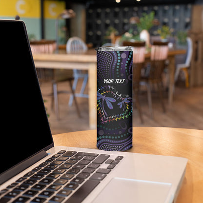 Fight Cancer In All Colors Australia Indigenous Personalized Skinny Tumbler Dragonflies Aboriginal Art