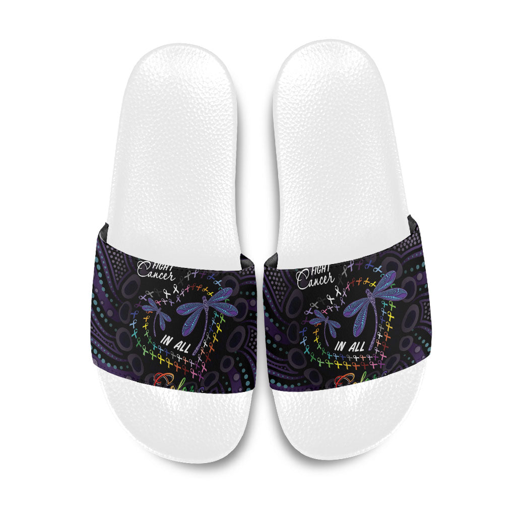 Fight Cancer In All Colors Australia Indigenous Slide Sandals Dragonflies Aboriginal Art