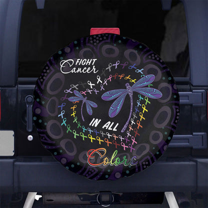 Fight Cancer In All Colors Australia Indigenous Spare Tire Cover Dragonflies Aboriginal Art