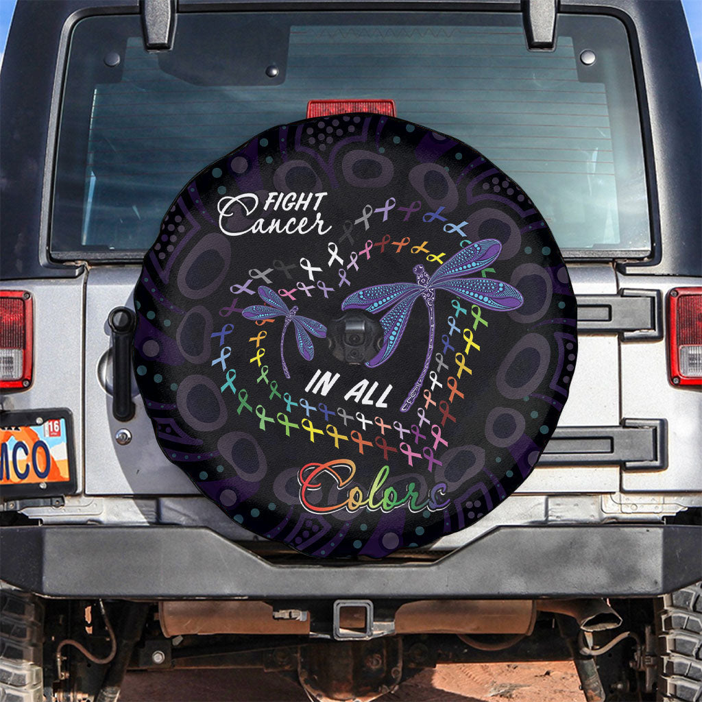 Fight Cancer In All Colors Australia Indigenous Spare Tire Cover Dragonflies Aboriginal Art
