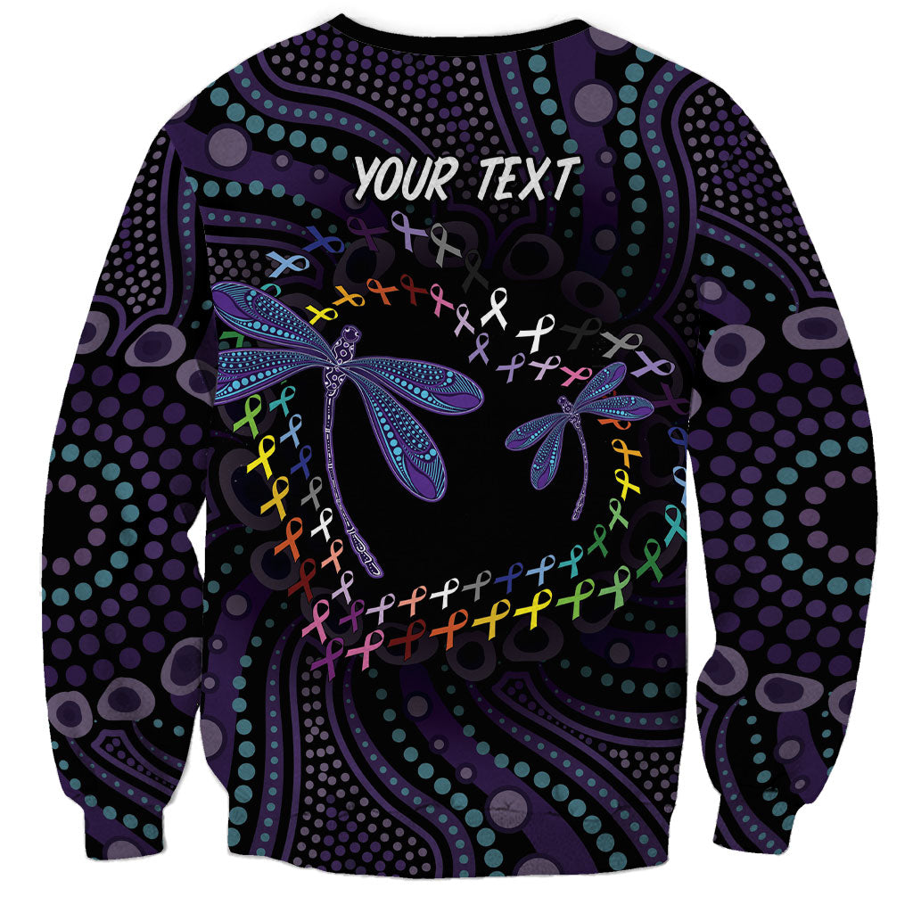 Fight Cancer In All Colors Australia Indigenous Personalized Sweatshirt Dragonflies Aboriginal Art