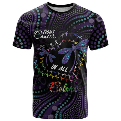 Fight Cancer In All Colors Australia Indigenous Personalized T Shirt Dragonflies Aboriginal Art