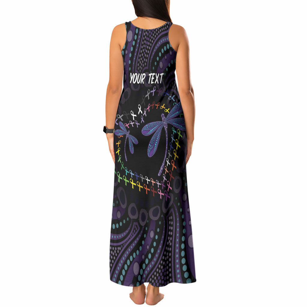 Fight Cancer In All Colors Australia Indigenous Personalized Tank Maxi Dress Dragonflies Aboriginal Art