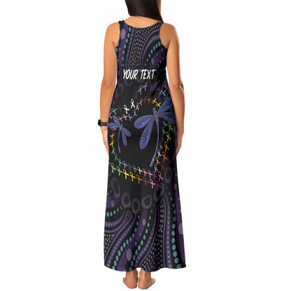 Fight Cancer In All Colors Australia Indigenous Personalized Tank Maxi Dress Dragonflies Aboriginal Art