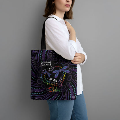 Fight Cancer In All Colors Australia Indigenous Tote Bag Dragonflies Aboriginal Art