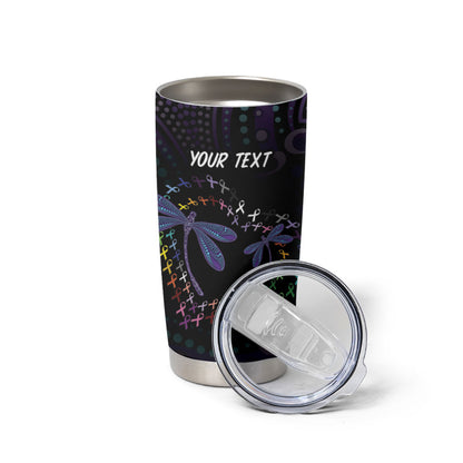 Fight Cancer In All Colors Australia Indigenous Personalized Tumbler Cup Dragonflies Aboriginal Art