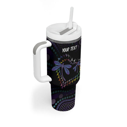 Fight Cancer In All Colors Australia Indigenous Personalized Tumbler With Handle Dragonflies Aboriginal Art