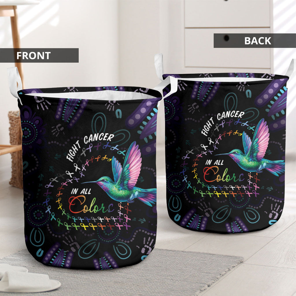 Australia Indigenous Aboriginal Arts Laundry Basket Hummingbird - Fight Cancer In All Colors