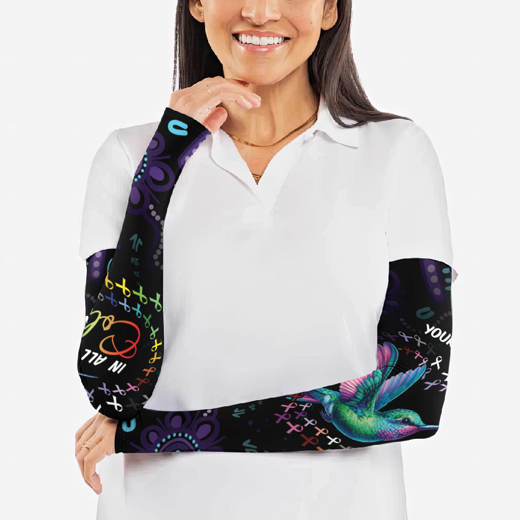 Personalized Australia Indigenous Aboriginal Arts Arm Sleeves Hummingbird - Fight Cancer In All Colors