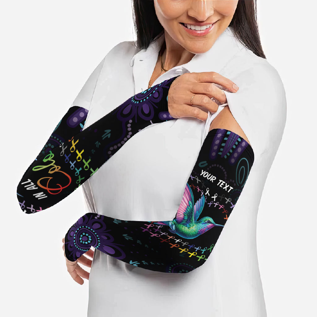 Personalized Australia Indigenous Aboriginal Arts Arm Sleeves Hummingbird - Fight Cancer In All Colors