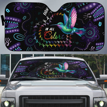 Australia Indigenous Aboriginal Arts Auto Sun Shade Hummingbird - Fight Cancer In All Colors