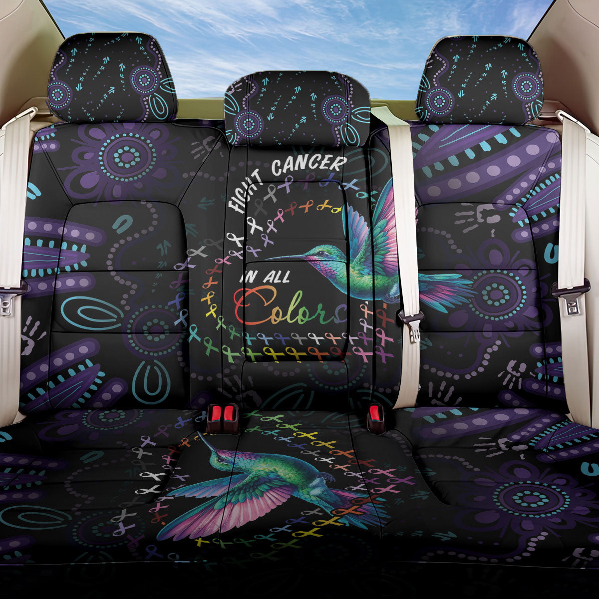 Australia Indigenous Aboriginal Arts Back Car Seat Cover Hummingbird - Fight Cancer In All Colors
