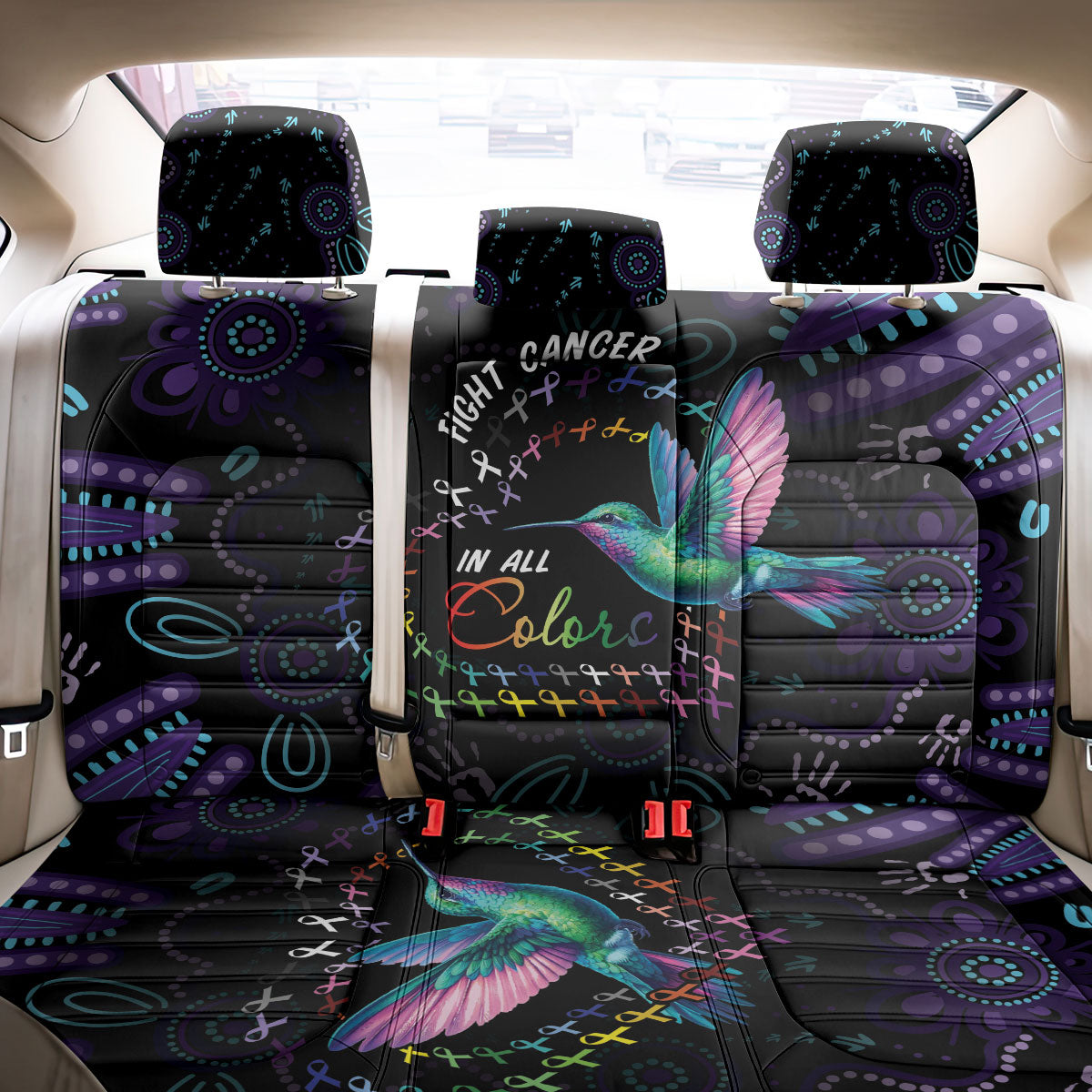 Australia Indigenous Aboriginal Arts Back Car Seat Cover Hummingbird - Fight Cancer In All Colors