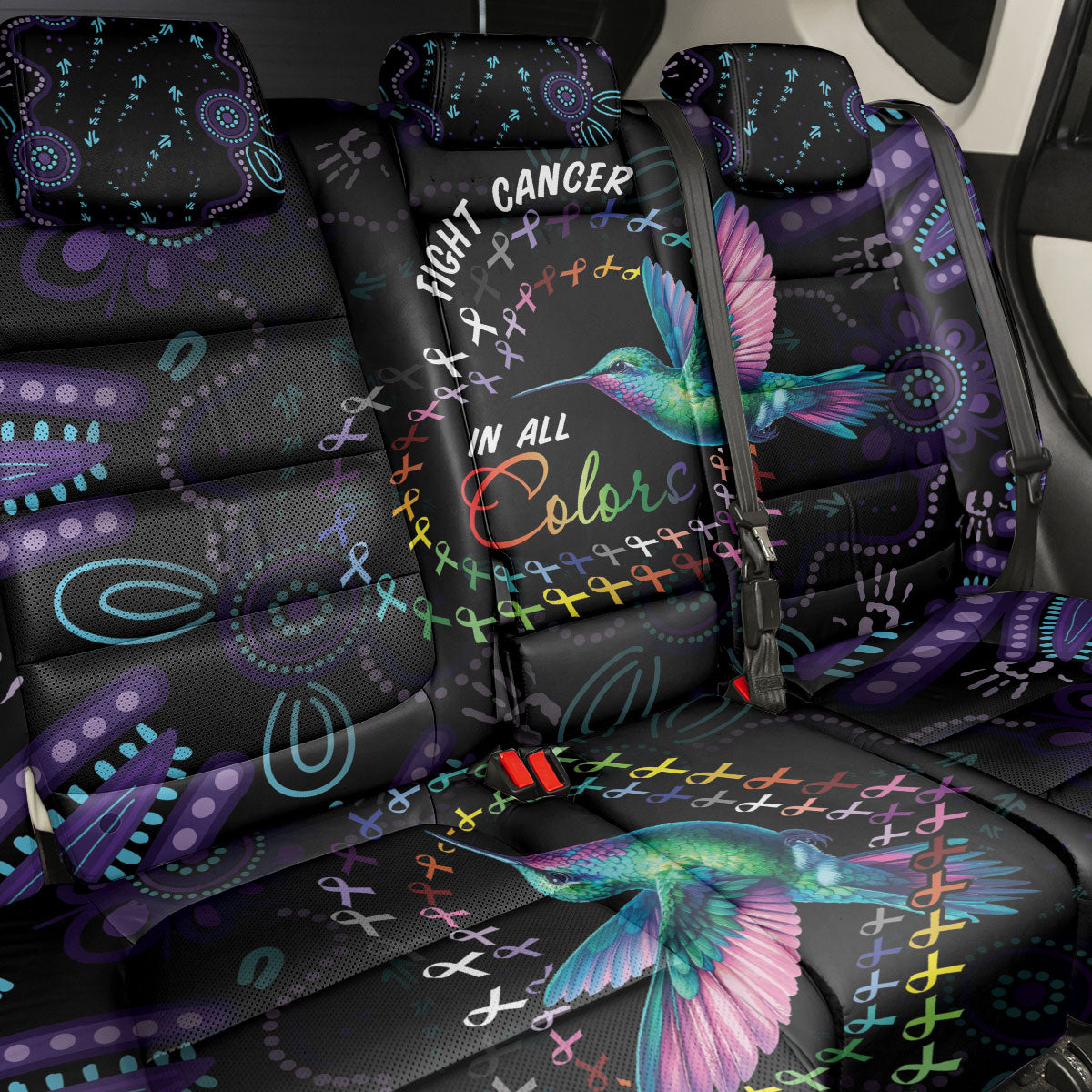 Australia Indigenous Aboriginal Arts Back Car Seat Cover Hummingbird - Fight Cancer In All Colors