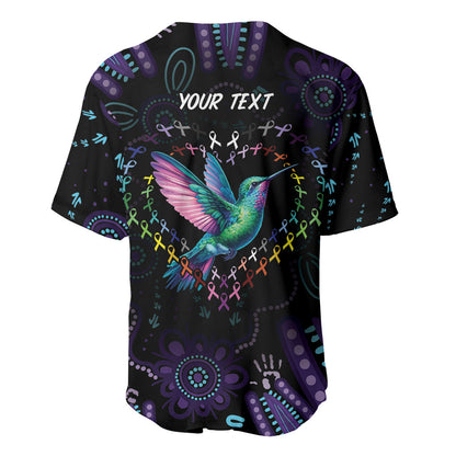 Personalized Australia Indigenous Aboriginal Arts Baseball Jersey Hummingbird - Fight Cancer In All Colors
