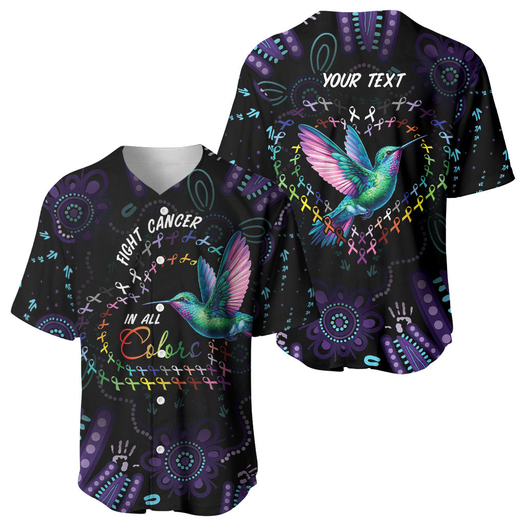 Personalized Australia Indigenous Aboriginal Arts Baseball Jersey Hummingbird - Fight Cancer In All Colors