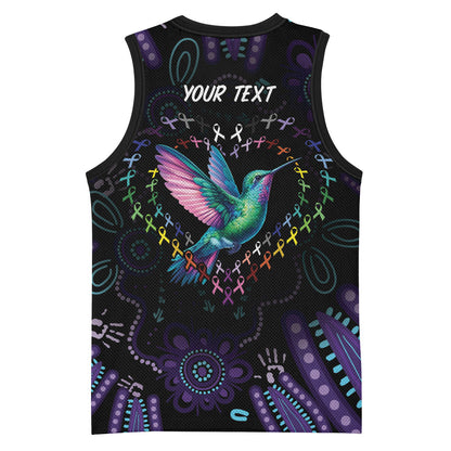 Personalized Australia Indigenous Aboriginal Arts Basketball Jersey Hummingbird - Fight Cancer In All Colors