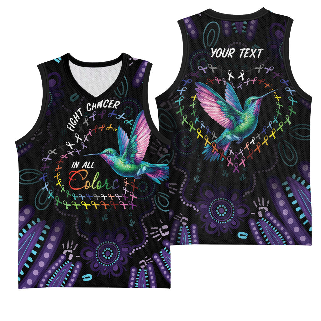 Personalized Australia Indigenous Aboriginal Arts Basketball Jersey Hummingbird - Fight Cancer In All Colors