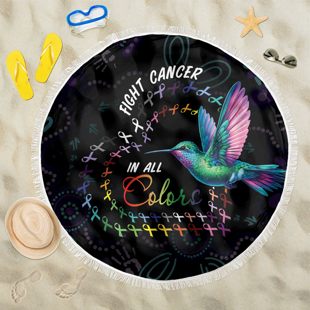 Australia Indigenous Aboriginal Arts Beach Blanket Hummingbird - Fight Cancer In All Colors