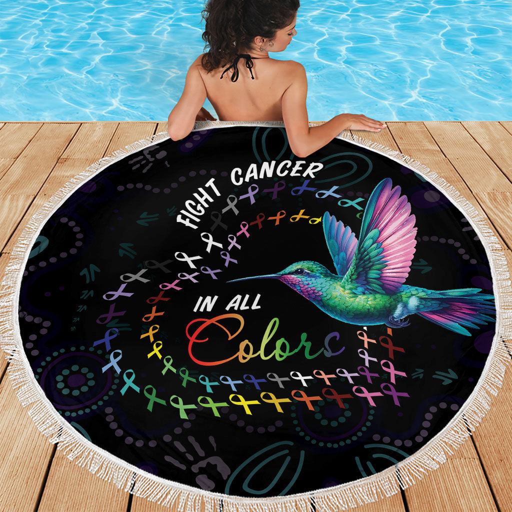 Australia Indigenous Aboriginal Arts Beach Blanket Hummingbird - Fight Cancer In All Colors