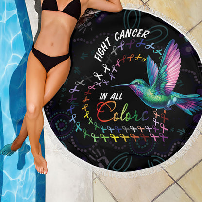 Australia Indigenous Aboriginal Arts Beach Blanket Hummingbird - Fight Cancer In All Colors