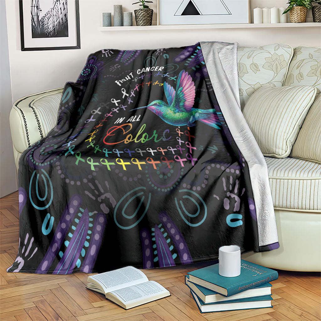Australia Indigenous Aboriginal Arts Blanket Hummingbird - Fight Cancer In All Colors