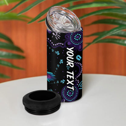 Personalized Australia Indigenous Aboriginal Arts 4 in 1 Can Cooler Tumbler Hummingbird - Fight Cancer In All Colors