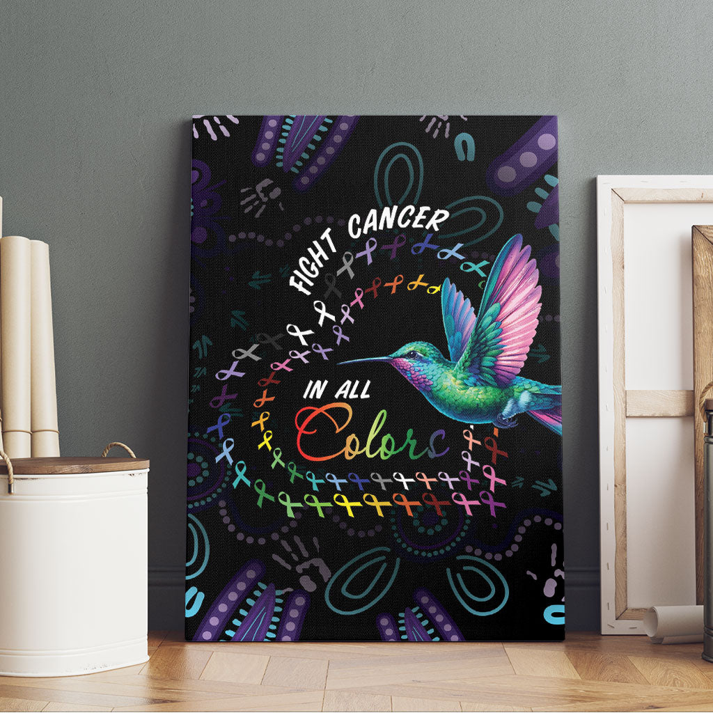 Australia Indigenous Aboriginal Arts Canvas Wall Art Hummingbird - Fight Cancer In All Colors