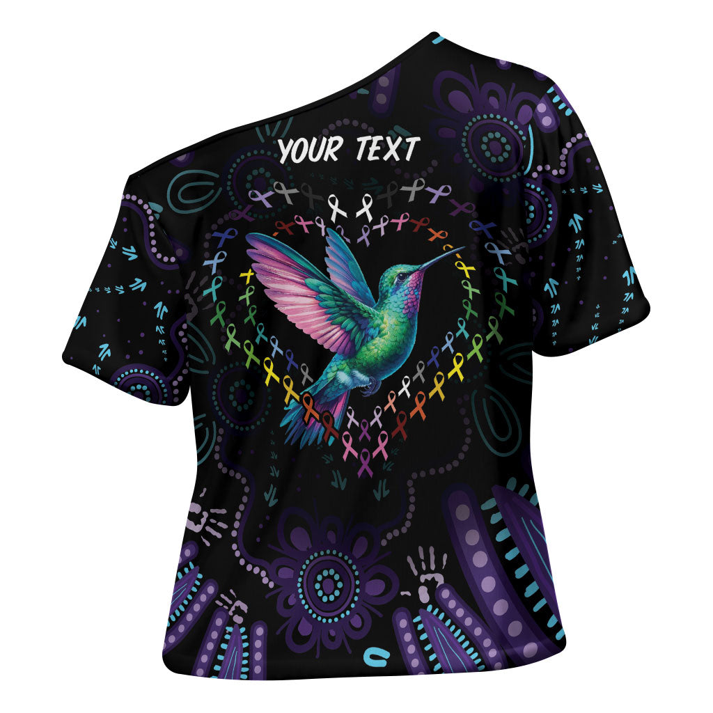 Personalized Australia Indigenous Aboriginal Arts Cross Shoulder Shirt Hummingbird - Fight Cancer In All Colors