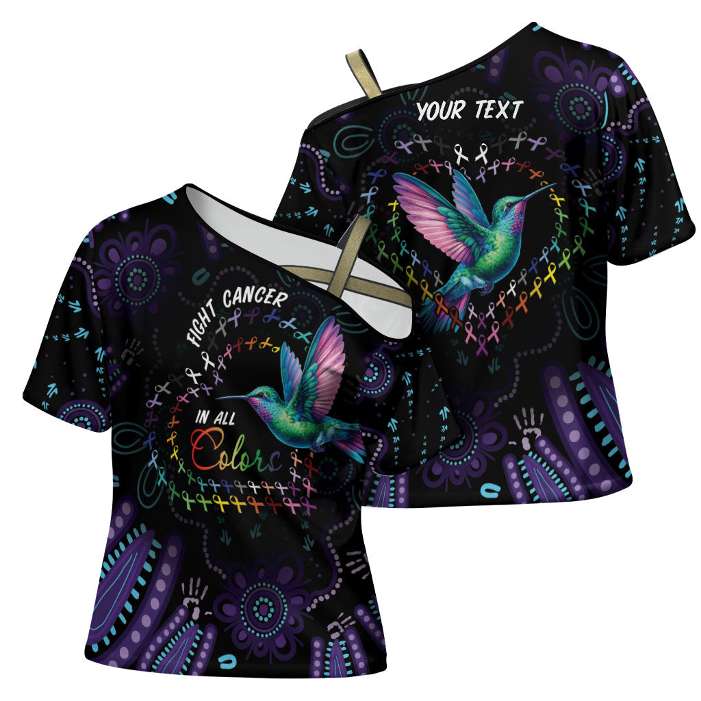 Personalized Australia Indigenous Aboriginal Arts Cross Shoulder Shirt Hummingbird - Fight Cancer In All Colors