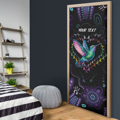 Personalized Australia Indigenous Aboriginal Arts Door Cover Hummingbird - Fight Cancer In All Colors