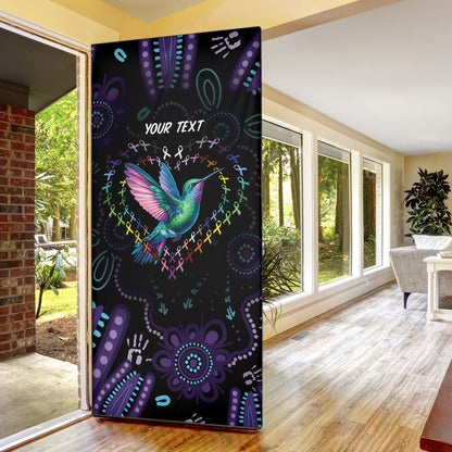 Personalized Australia Indigenous Aboriginal Arts Door Cover Hummingbird - Fight Cancer In All Colors