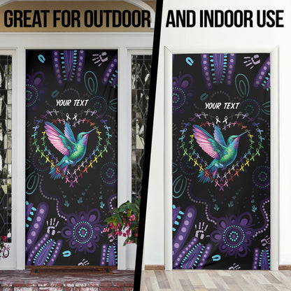 Personalized Australia Indigenous Aboriginal Arts Door Cover Hummingbird - Fight Cancer In All Colors
