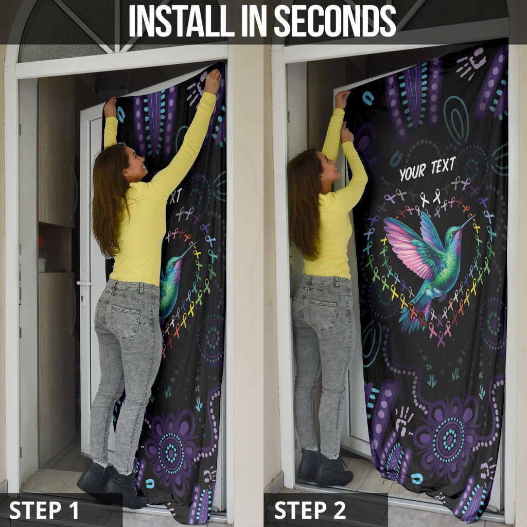 Personalized Australia Indigenous Aboriginal Arts Door Cover Hummingbird - Fight Cancer In All Colors