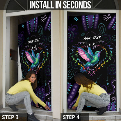 Personalized Australia Indigenous Aboriginal Arts Door Cover Hummingbird - Fight Cancer In All Colors