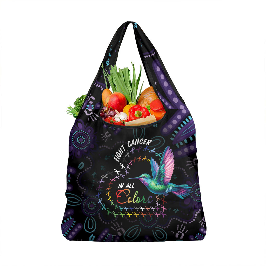 Australia Indigenous Aboriginal Arts Grocery Bag Hummingbird - Fight Cancer In All Colors