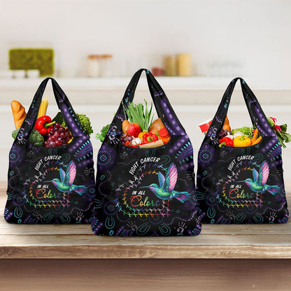 Australia Indigenous Aboriginal Arts Grocery Bag Hummingbird - Fight Cancer In All Colors