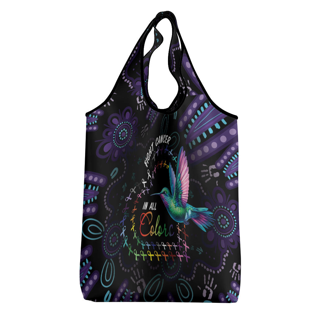 Australia Indigenous Aboriginal Arts Grocery Bag Hummingbird - Fight Cancer In All Colors