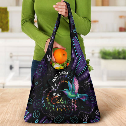 Australia Indigenous Aboriginal Arts Grocery Bag Hummingbird - Fight Cancer In All Colors