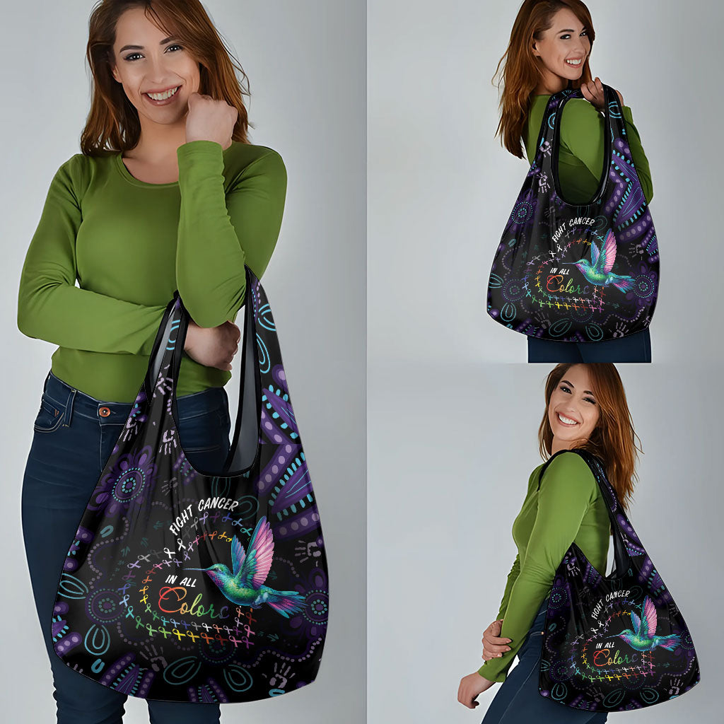 Australia Indigenous Aboriginal Arts Grocery Bag Hummingbird - Fight Cancer In All Colors