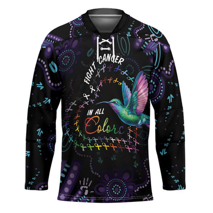 Personalized Australia Indigenous Aboriginal Arts Hockey Jersey Hummingbird - Fight Cancer In All Colors
