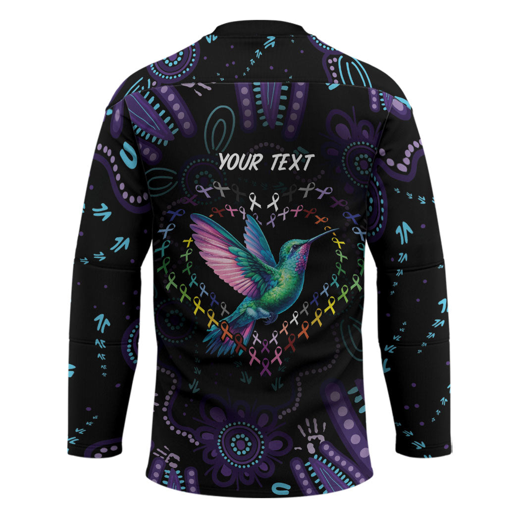 Personalized Australia Indigenous Aboriginal Arts Hockey Jersey Hummingbird - Fight Cancer In All Colors