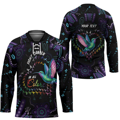 Personalized Australia Indigenous Aboriginal Arts Hockey Jersey Hummingbird - Fight Cancer In All Colors