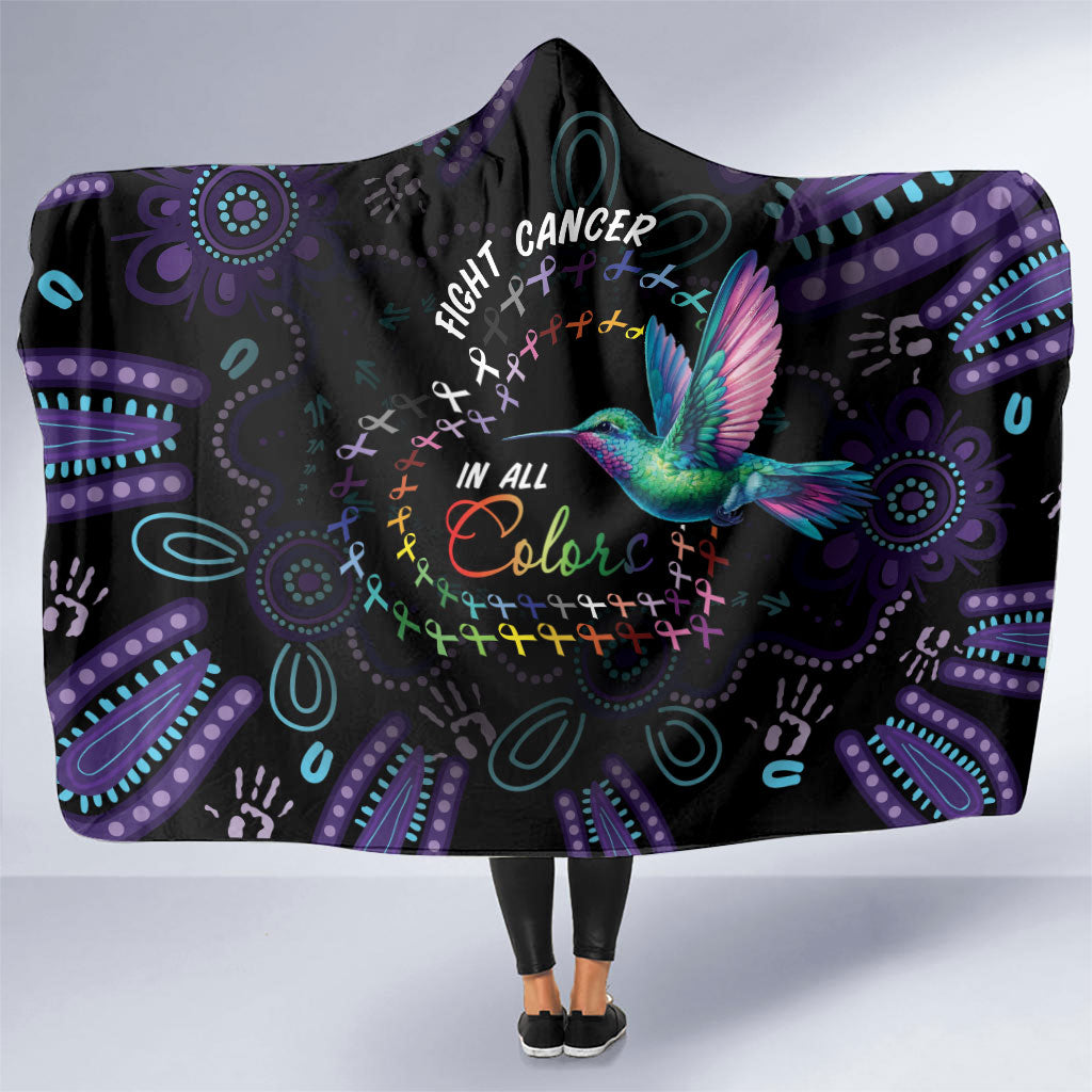 Australia Indigenous Aboriginal Arts Hooded Blanket Hummingbird - Fight Cancer In All Colors