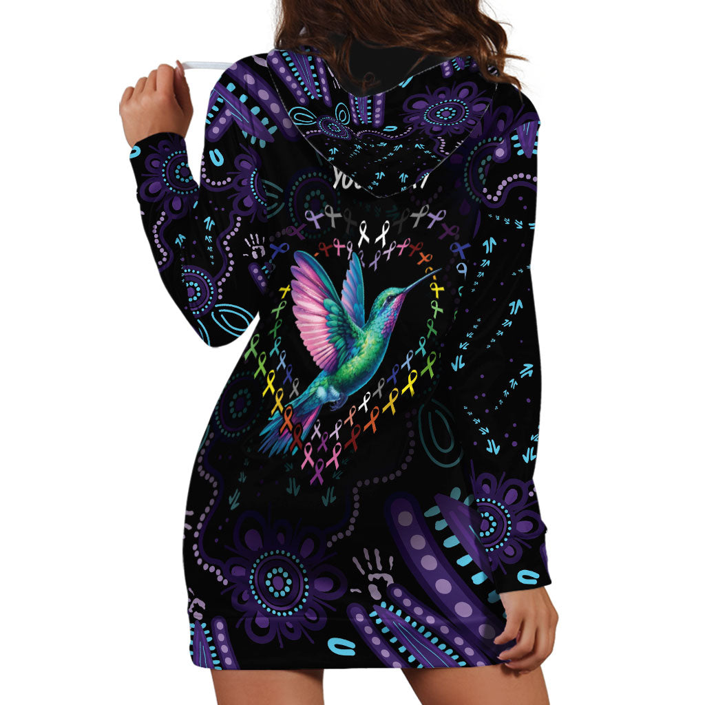 Personalized Australia Indigenous Aboriginal Arts Hoodie Dress Hummingbird - Fight Cancer In All Colors