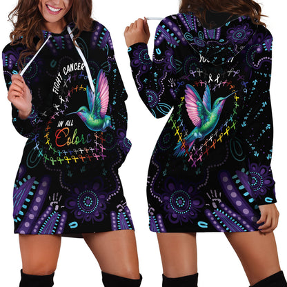 Personalized Australia Indigenous Aboriginal Arts Hoodie Dress Hummingbird - Fight Cancer In All Colors