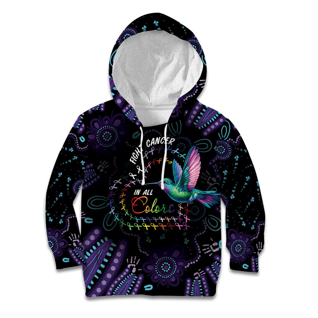 Personalized Australia Indigenous Aboriginal Arts Kid Hoodie Hummingbird - Fight Cancer In All Colors