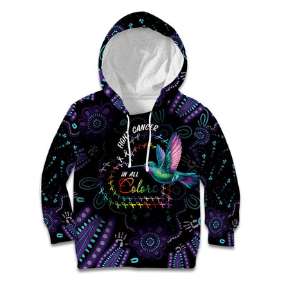 Personalized Australia Indigenous Aboriginal Arts Kid Hoodie Hummingbird - Fight Cancer In All Colors
